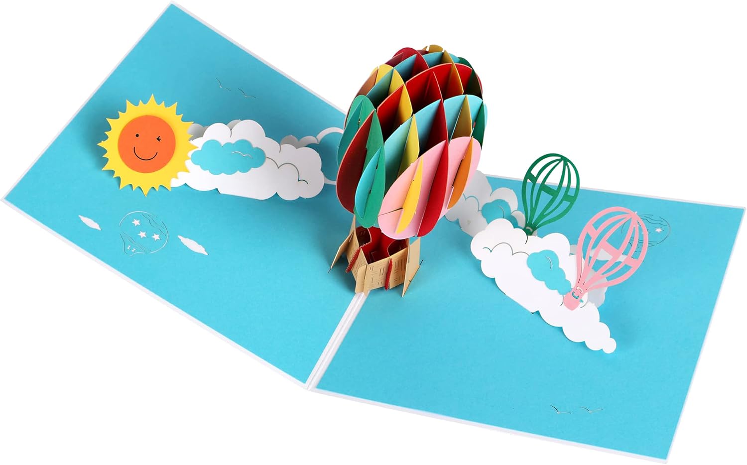 evron Tarjetas de cumpleaños desplegables, tarjetas emergentes de globo aerostático, tarjetas de felicitación de globo aerostático 3D, para