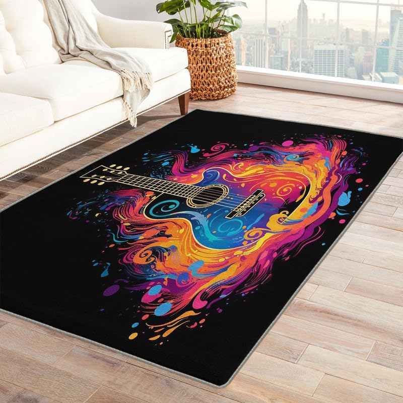 Alfombras lavables para entrada, sala de estar, dormitorio, alfombra de guitarra y decoración del hogar, alfombra de área musical de 2 x 3 pulgadas,