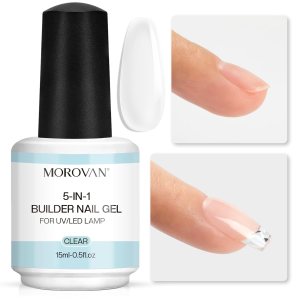 Morovan Gel constructor para uñas en botella gel constructor 5 en 1 para uñas, gel fortalecedor transparente para reforzar y dar forma a gel Morovan Gel constructor para uñas en botella gel constructor 5 en 1 para uñas, gel fortalecedor transparente para reforzar y dar forma a gel