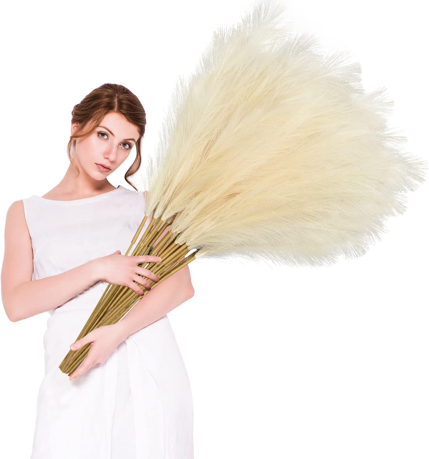 DearHouse 10 piezas de hierba sintética de las pampas, 38 pulgadas3.1 pies de alto, pompas artificiales grandes para rellenar jarrones de piso,