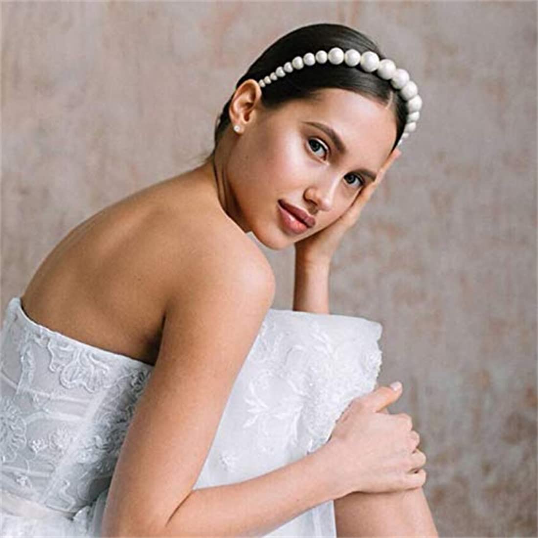Diademas completas para mujer, elegantes aros de cristal blanco con perlas para el cabello, accesorios para el cabello, perlas, vintage, grandes,