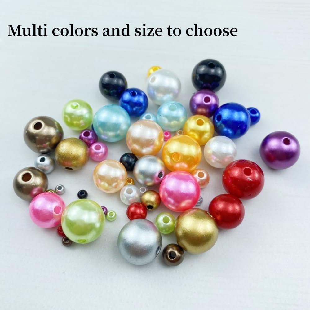 4000 cuentas de perlas para manualidades, perlas de resina de 0.118 pulgadas para hacer joyas, cuentas redondas a granel con agujero para collares,