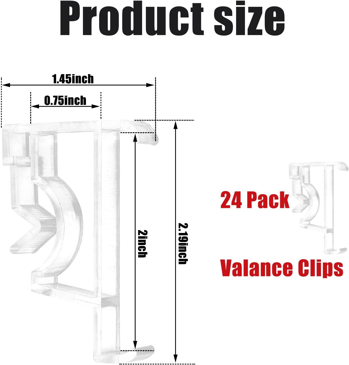 24 clips de cenefa de 2 pulgadas, clip oculto de plástico transparente para cenefa de ventana, piezas horizontales de imitación y madera para