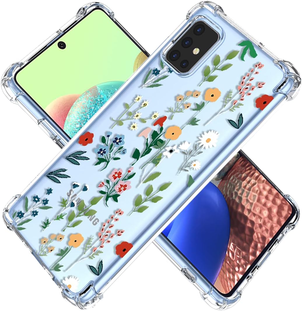 Funda para Galaxy A71 5G, SM-A716U, transparente, con diseño de TPU suave, absorción de golpes, diseño de flores delgadas, patrón de jardín de