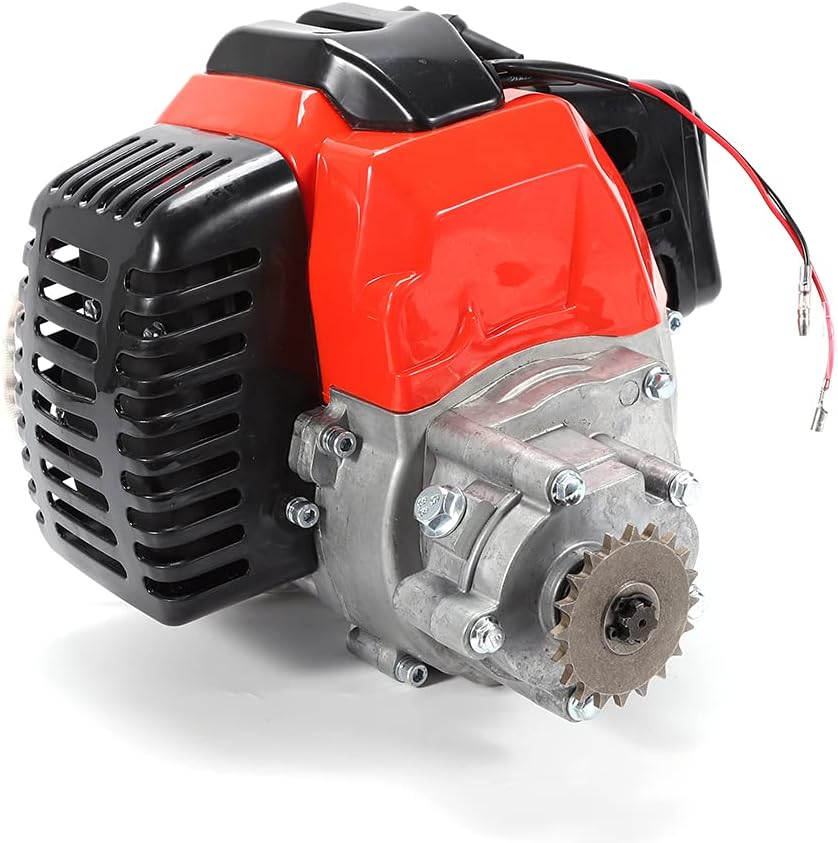 CNCEST Motor completo de 2 tiempos de 49 CC, arranque de motor de un solo cilindro refrigerado por aire, perfecto para bicicletas de bolsillo,