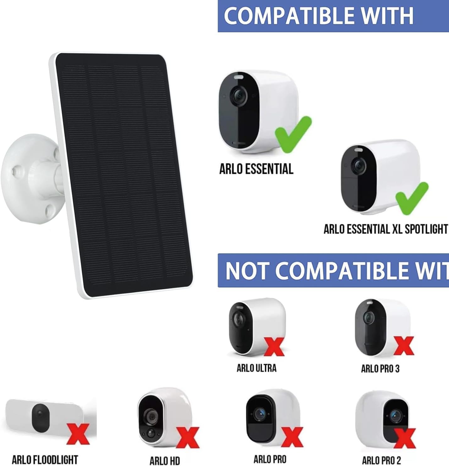 Paneles solares de 5 W para cámaras de seguridad  Compatible con Ring Spotlight Cam (batería), batería Ring Stick Up Cam  Cable de carga de 9.8 pies