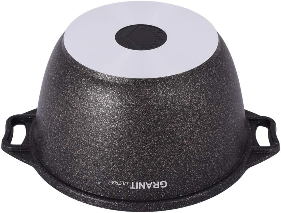 Olla de aluminio con tapa de vidrio “Granit ultra” Olla de cocina (4.2 cuartos de galón))