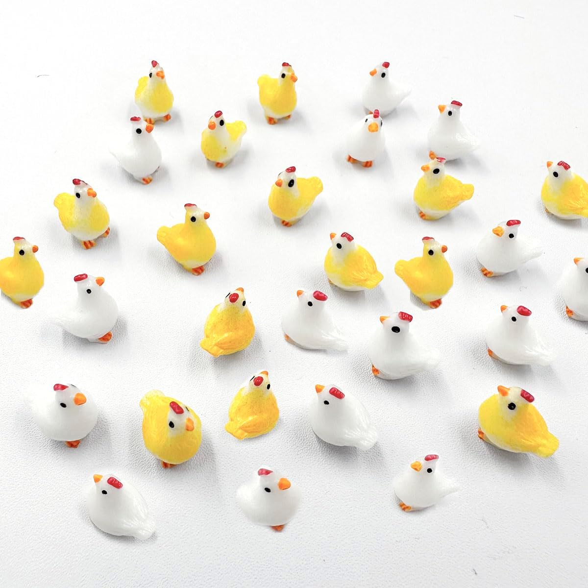 Mini figuras de pollo, 40 piezas de resina en miniatura de pollo, adornos de pollos pequeños, animales, modelo de hadas, jardín en miniatura, musgo,