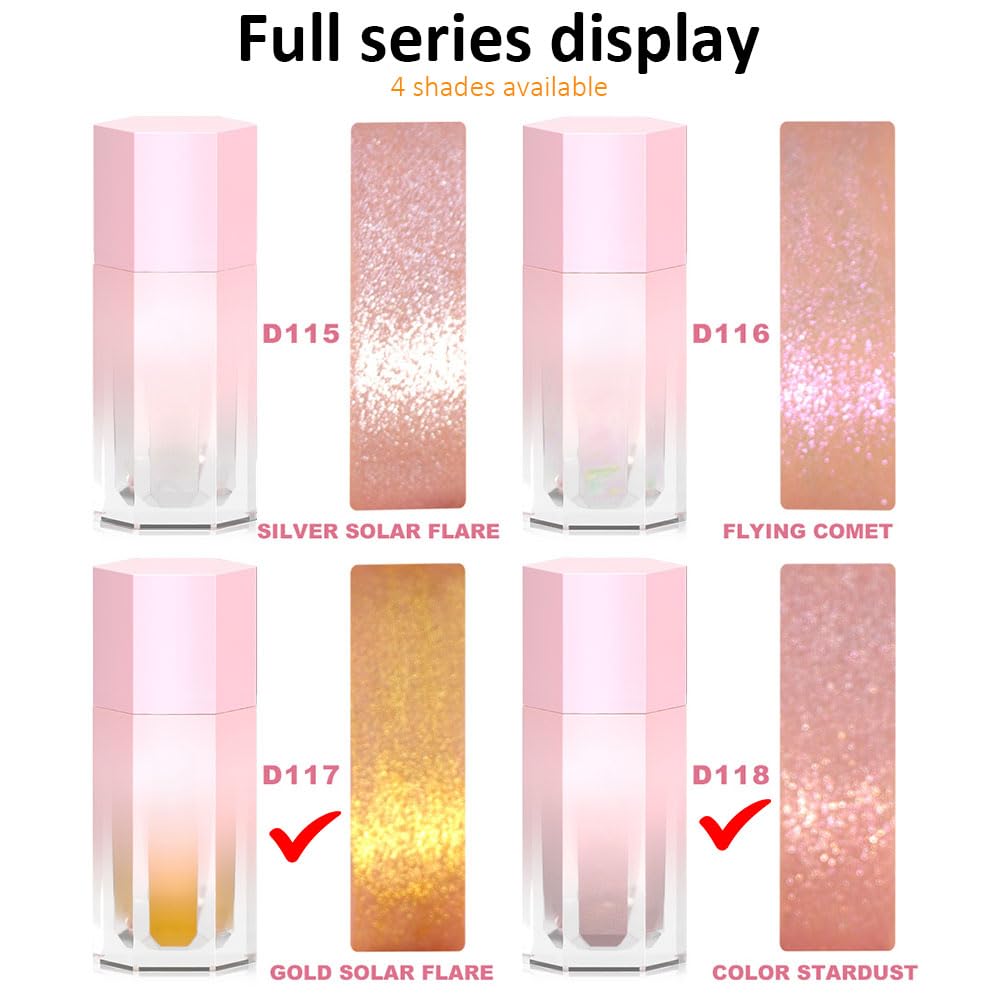 evpct Iluminador facial líquido ligero, maquillaje, impermeable, de larga duración, sirena, rosa, oro rosa, brillo brillante, brillo corporal
