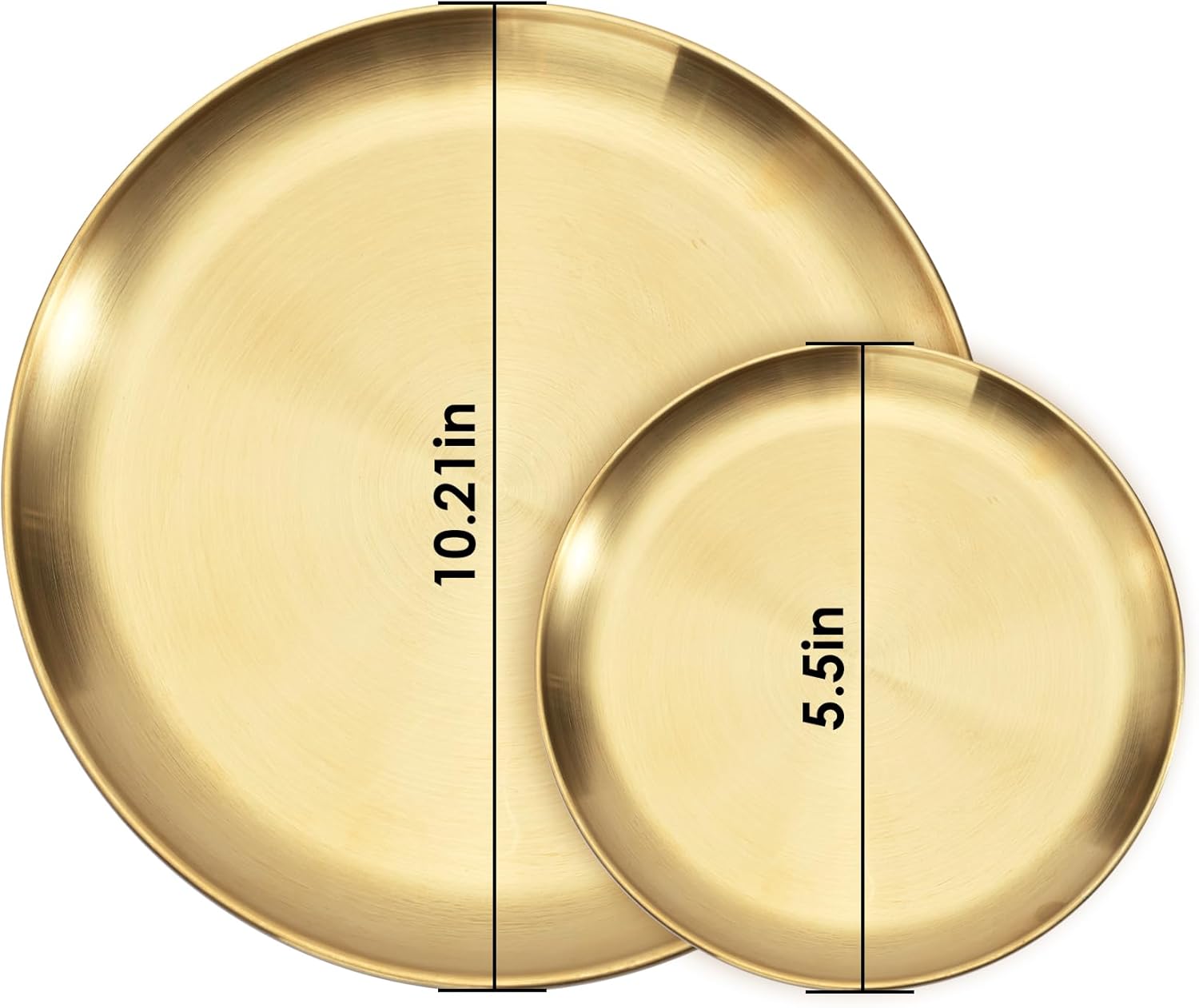 NEWCOMDIGI Bandeja dorada de 3 piezas decorativas, bandeja dorada para servir, bandeja de mesa de latón, bandeja redonda organizadora de