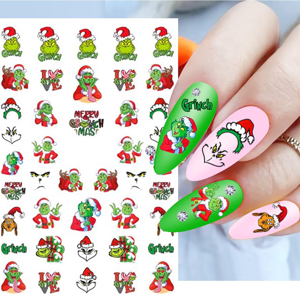 Calcomanías de arte de uñas de Navidad, diseño autoadhesivo 3D, suministros de calcomanías de uñas de Navidad, árbol de Navidad, copos de nieve,