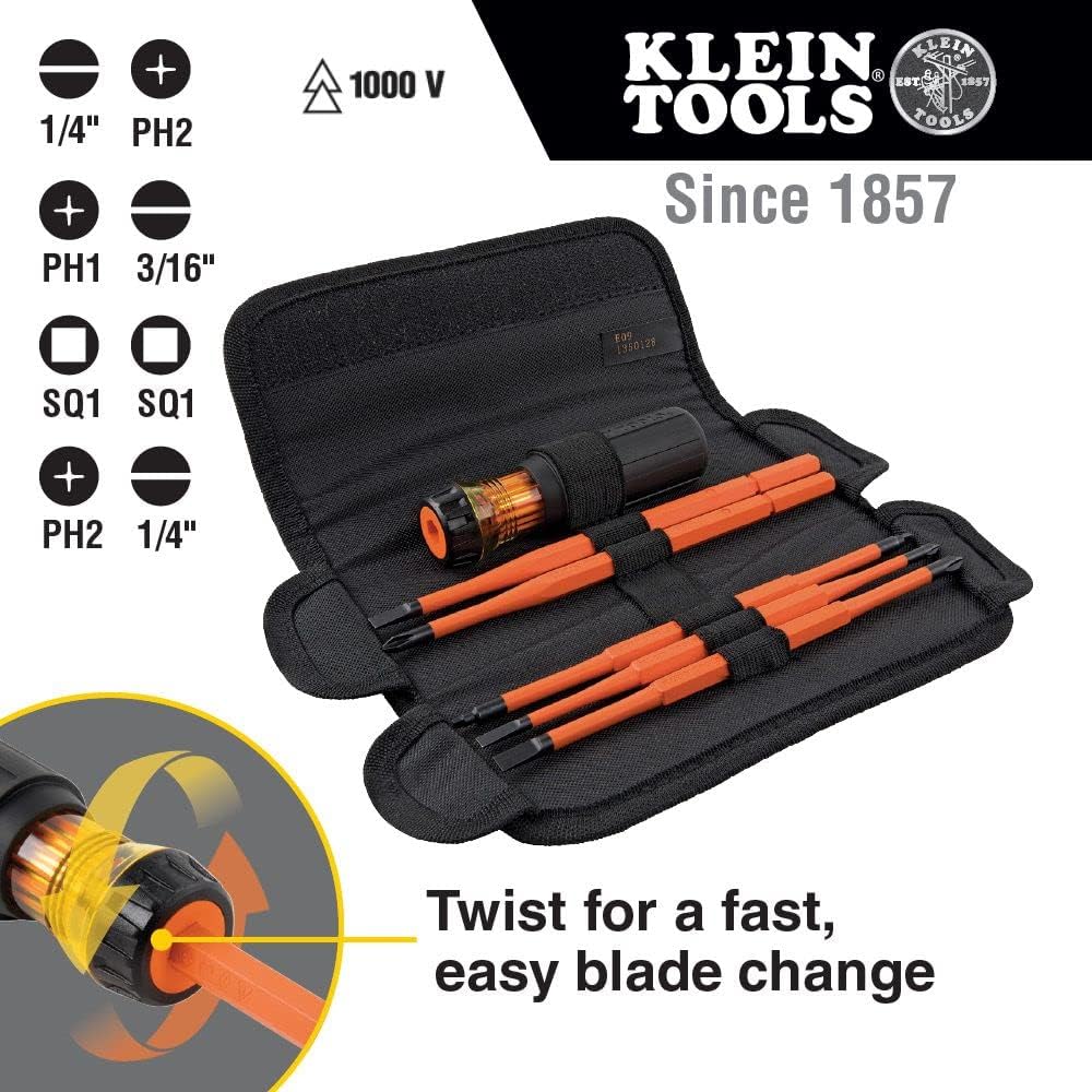 Klein Tools Juego de destornilladores aislados (8 en 1) y destornillador de precisión (2 en 1)