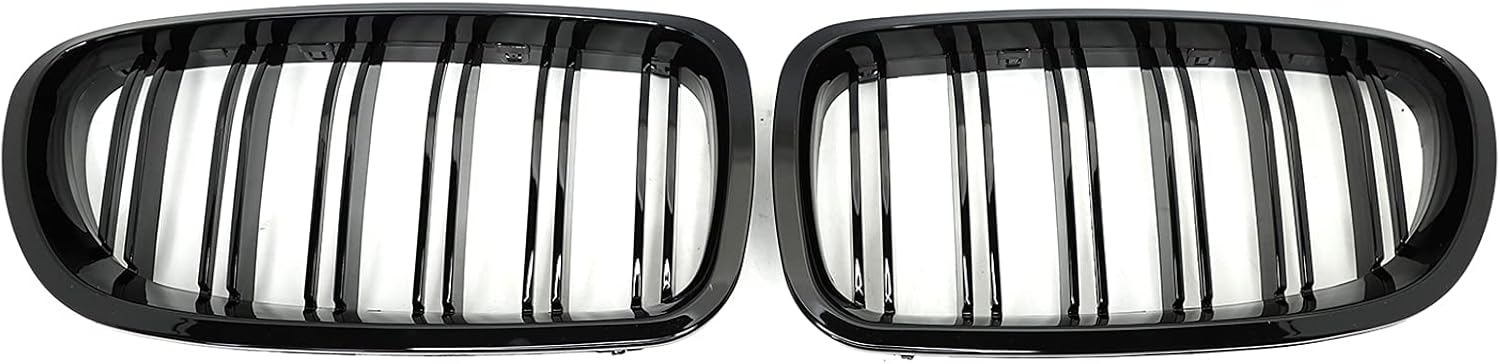 Parrilla frontal F10 F18 compatible con BMW 5 Serie F10 F11 F18 M5 2010-2017, (juego de 2 rejillas dobles negras brillantes)