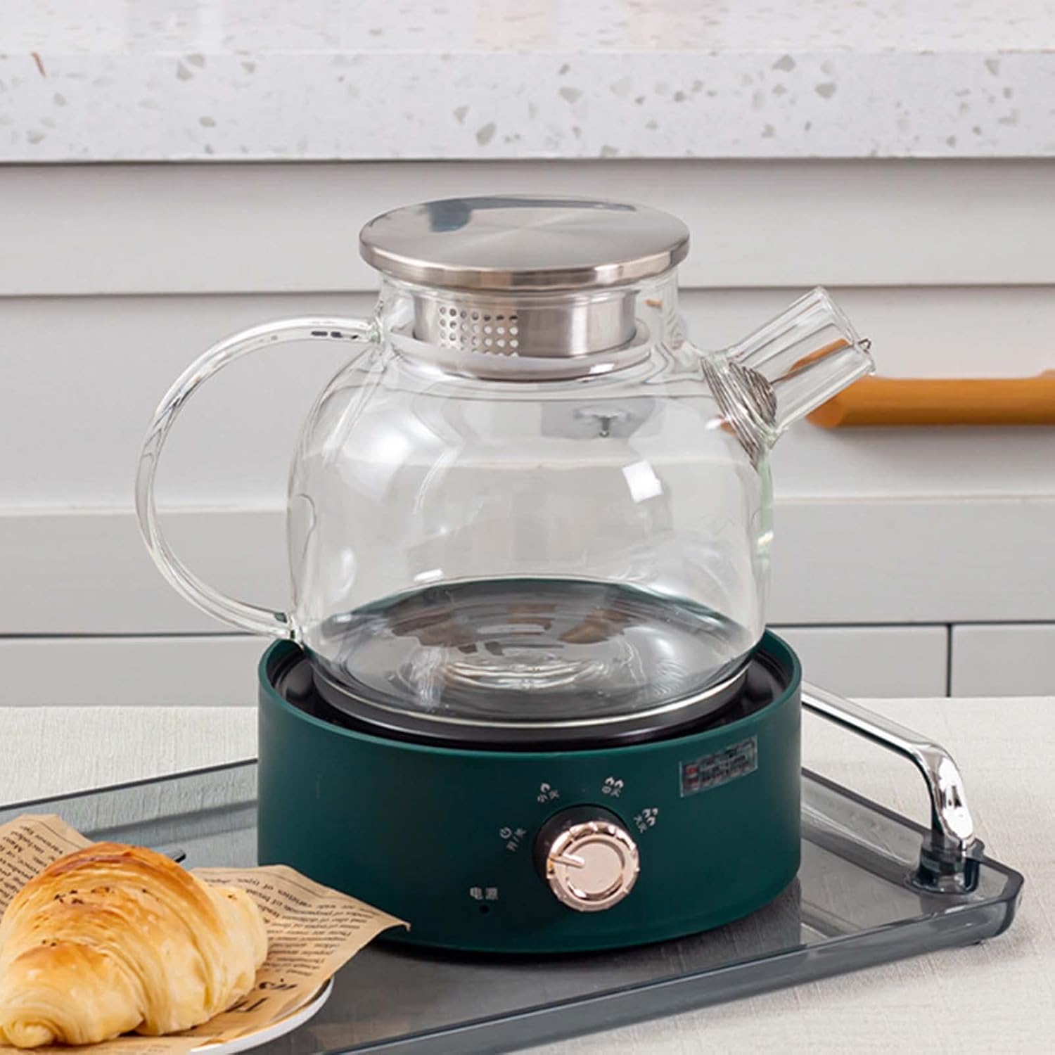 Mini estufa eléctrica, placa caliente pequeña, calefacción vertical de 360 grados, placa caliente portátil para encimera para el hogar, café, té,