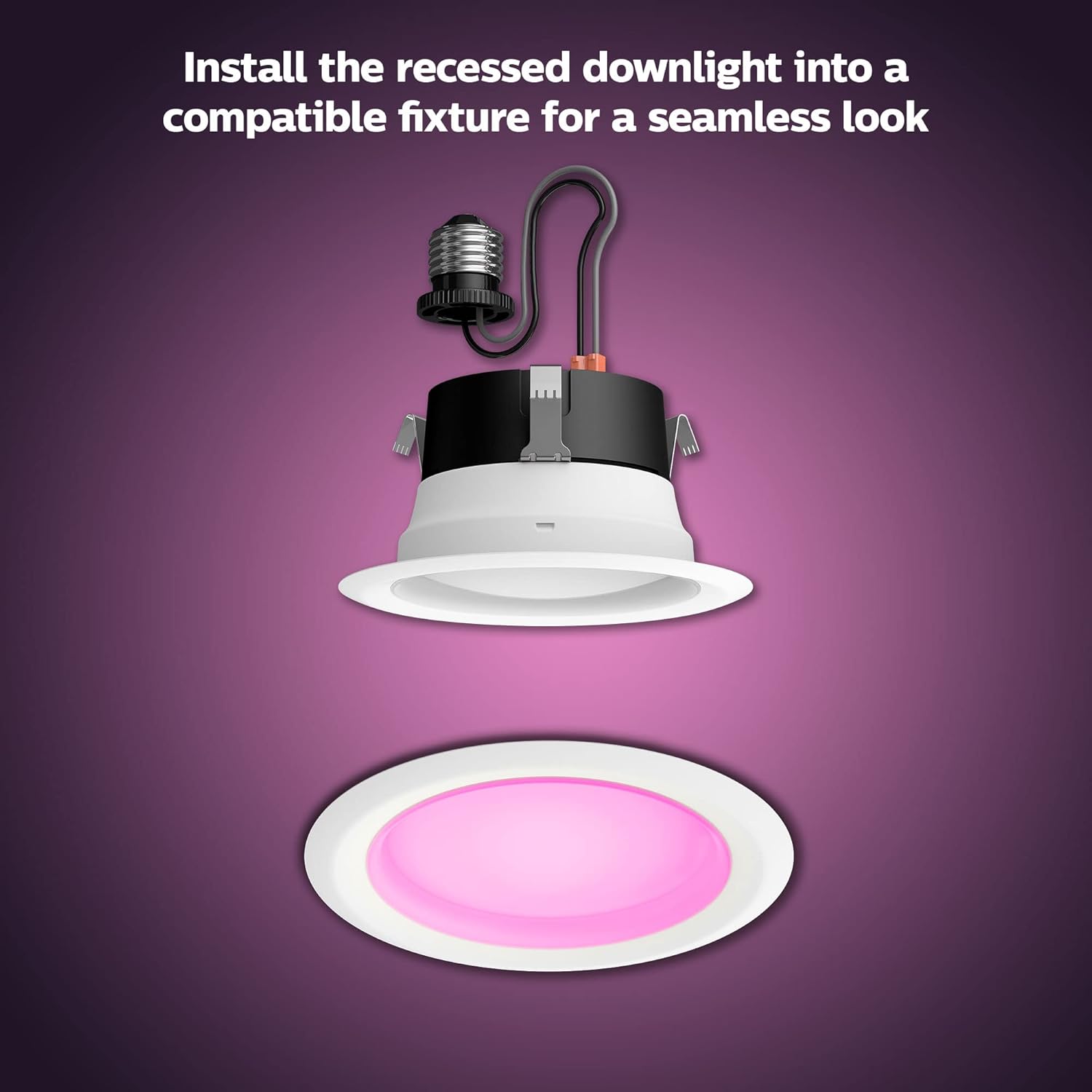 Philips Hue White and Color Ambiance – Focos empotrables inteligentes LED regulables extra brillantes (paquete de 4) y (1 unidad) compatibles con
