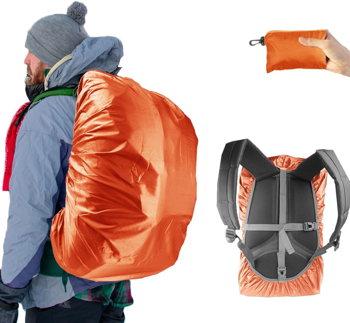 Frelaxy Funda impermeable para mochila, triple impermeabilidad, correa antideslizante con hebilla cruzada, ultraligera y compacta, portátil, para