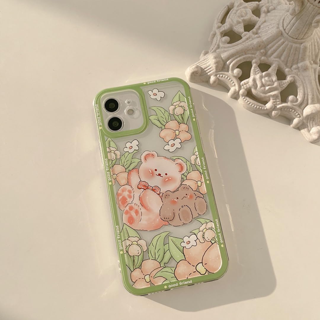 Compatible con iPhone 14 Pro Max (6.7 pulgadas)  Funda de silicona TPU Retro Garden Bears para iPhone 14 Pro Max  Funda protectora suave y suave a