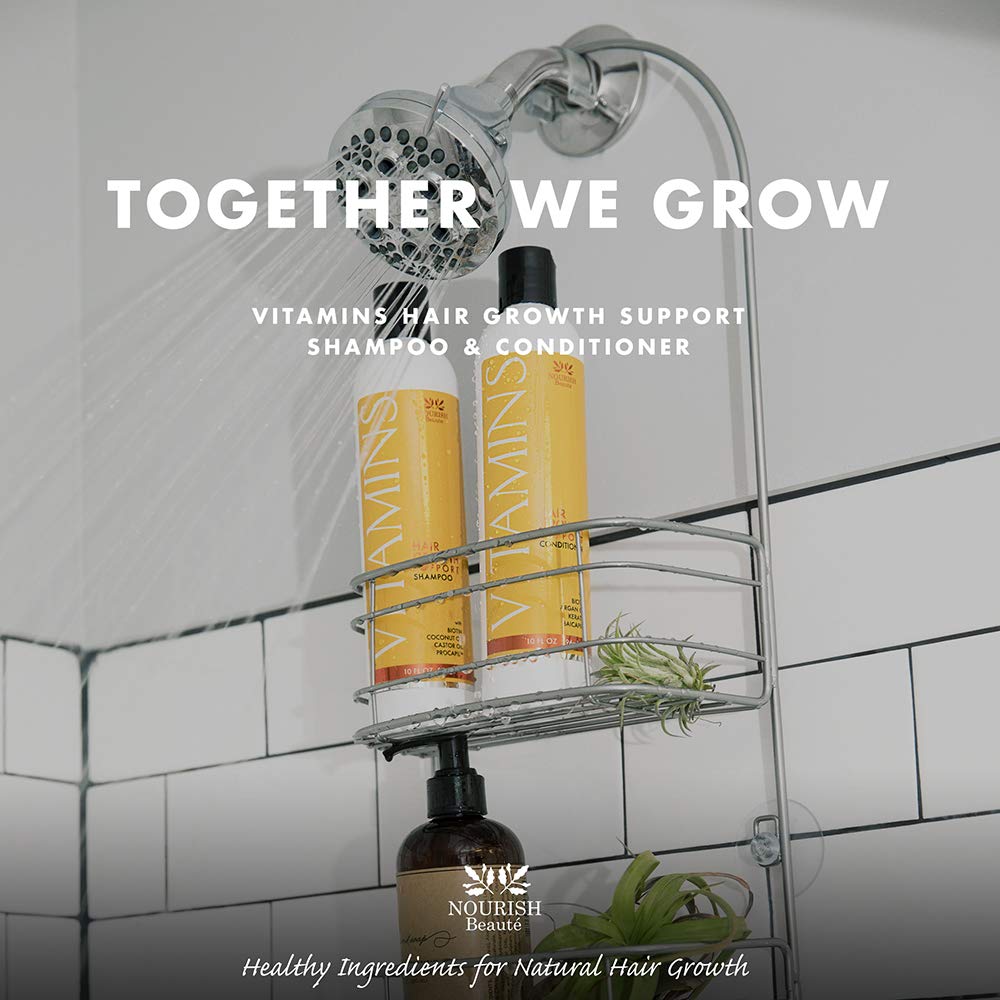 Nourish Beaute champú y acondicionador con vitaminas, para caída de cabello, con factores naturales de crecimiento, aceite de argán y biotina
