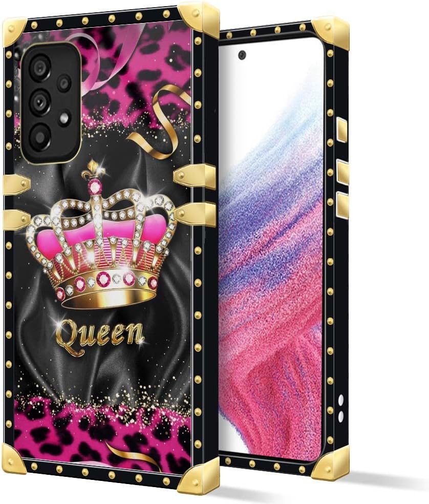YiXinBB Funda compatible con Samsung Galaxy A53 5G, J Crown Queen con estampado de leopardo de lujo, elegante, suave, TPU a prueba de golpes,