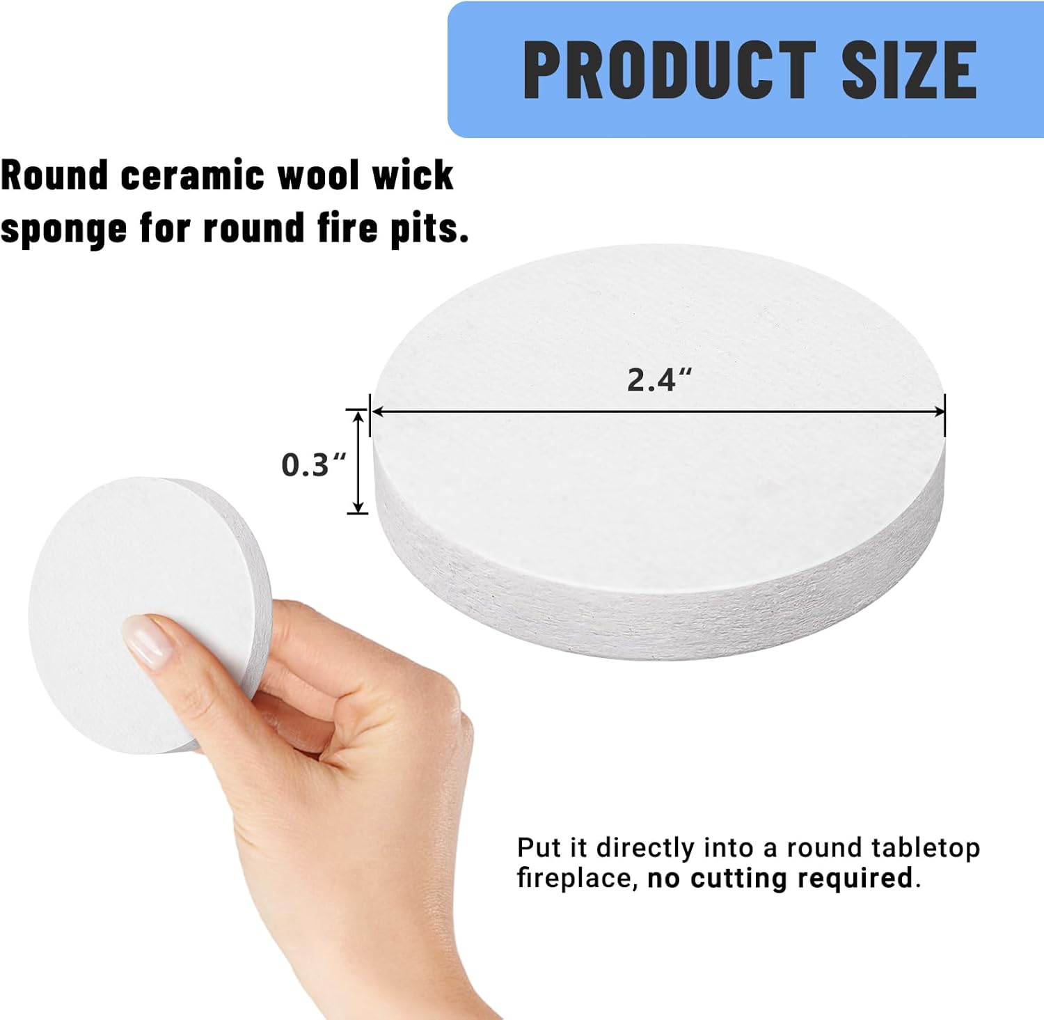 12 Pieces Circular Ceramic Wool Sponge Replacement for Tabletop Fire Pit Bowl to Extend Burning Time – Ceramic Wool Wick Insulation for Bioethanol
