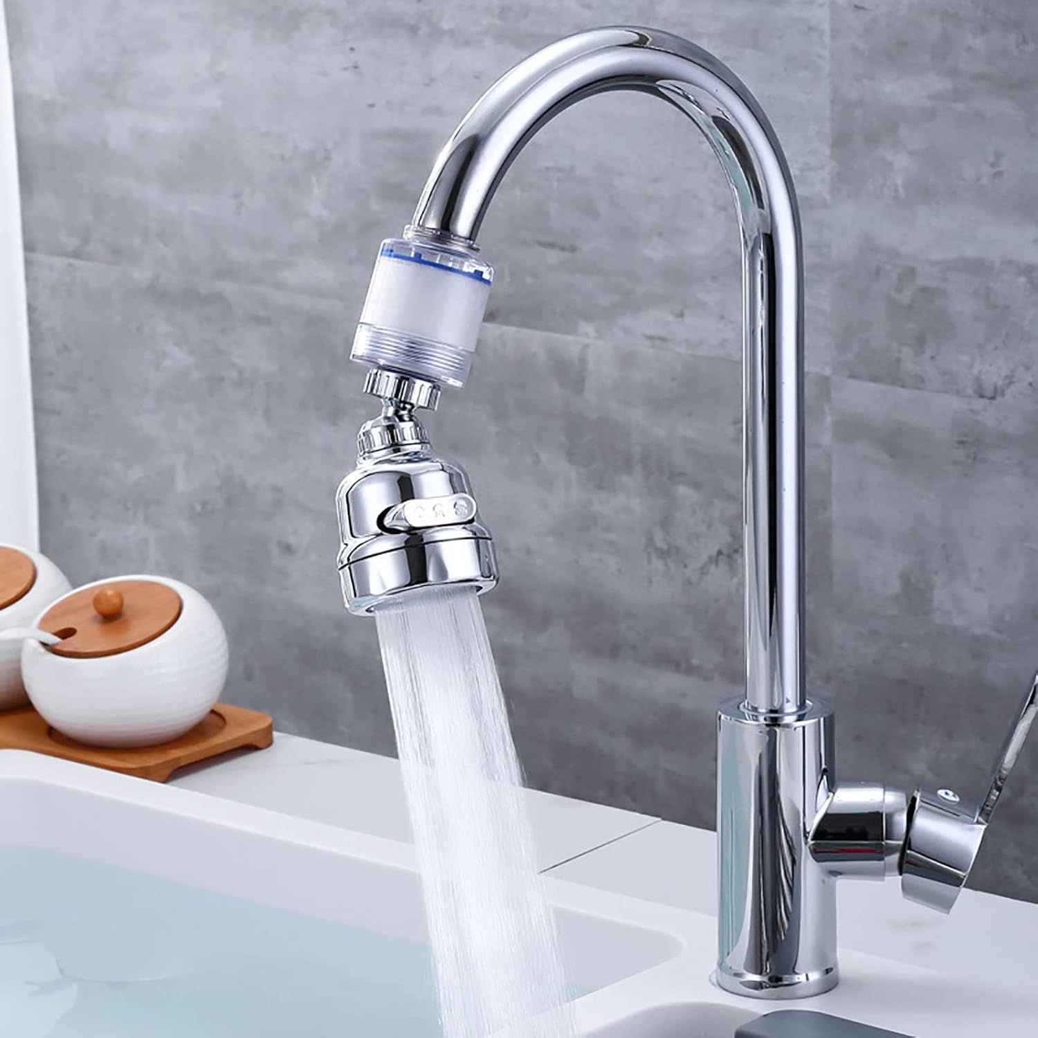 Filtro de agua para grifo con filtro de salpicaduras, filtro de fregadero presurizado universal para el hogar, cocina, baño, lavado diario (plateado)