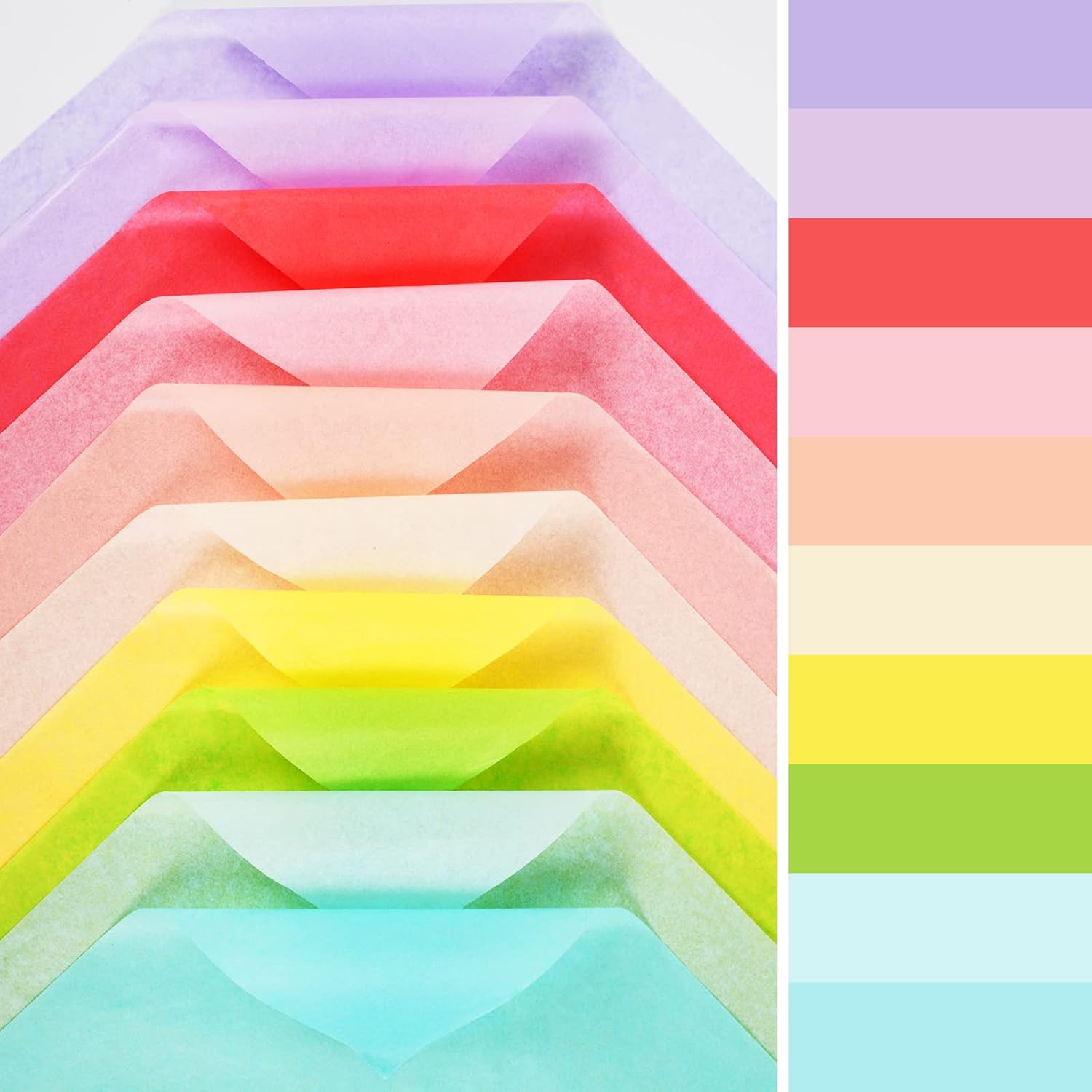 Simetufy 60 hojas de papel de seda para bolsas de regalo, 10 papel de seda de color pastel para manualidades, papel de seda de arte a granel, papel