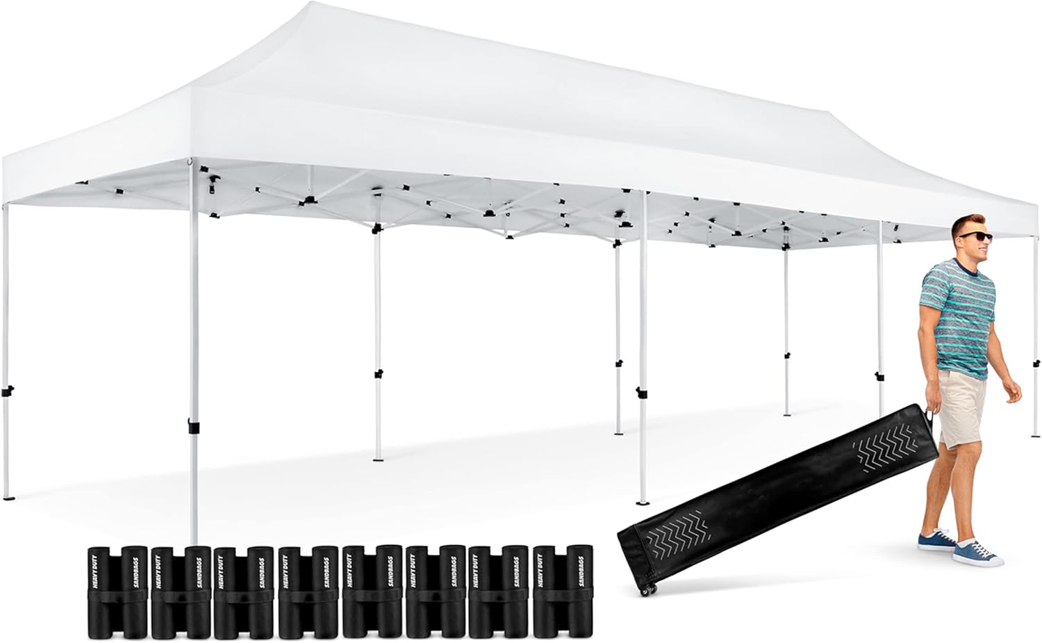 SereneLife Tienda de campaña comercial desplegable de 10 x 30, refugio desplegable instantáneo, tienda de campaña de poliéster impermeable con