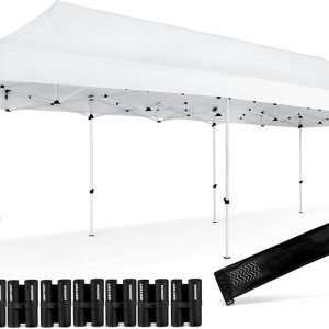 SereneLife Tienda de campaña comercial desplegable de 10 x 30, refugio desplegable instantáneo, tienda de campaña de poliéster impermeable con SereneLife Tienda de campaña comercial desplegable de 10 x 30, refugio desplegable instantáneo, tienda de campaña de poliéster impermeable con