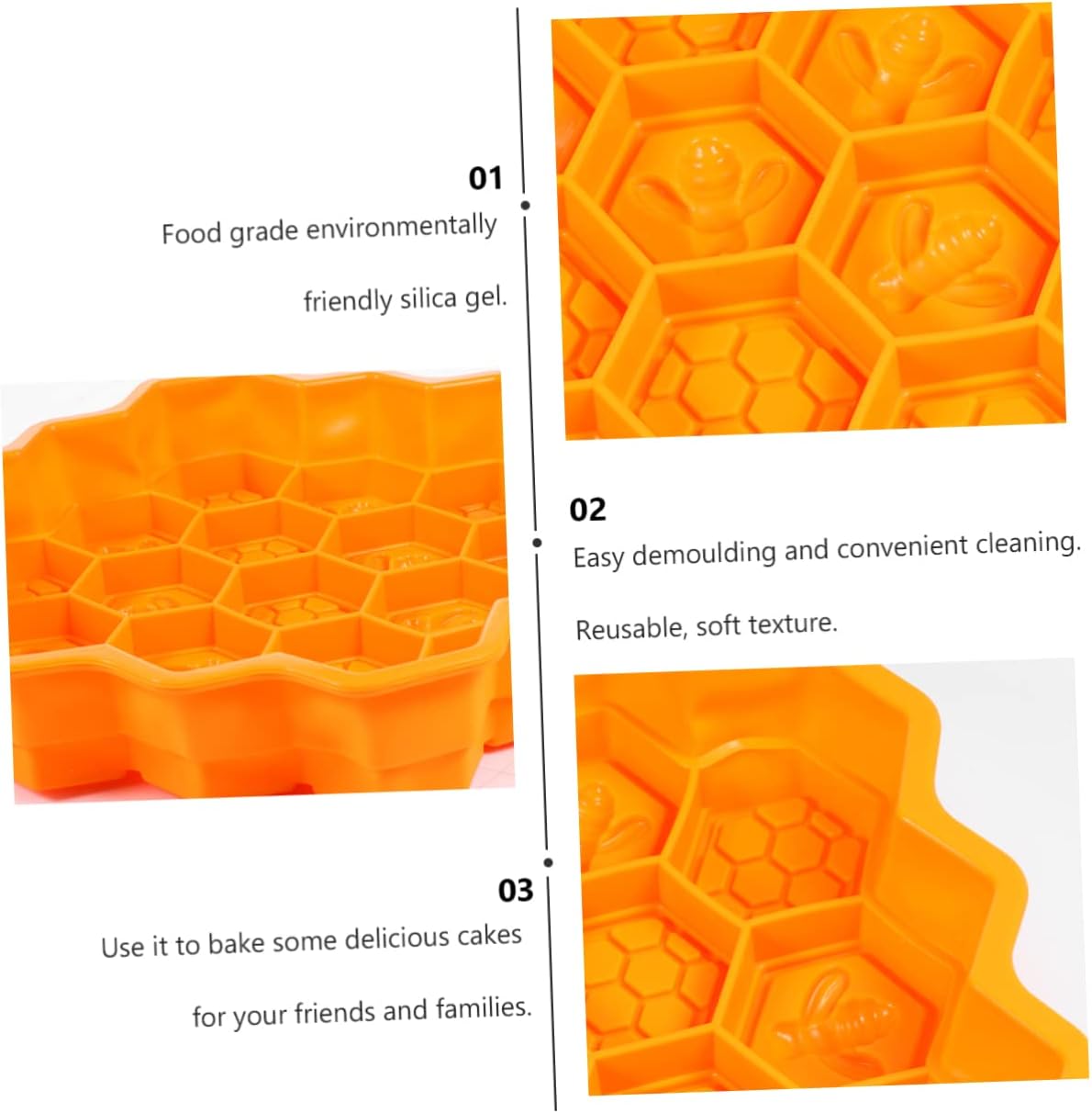 DOITOOL Molde de silicona para pastel de panal, moldes de silicona para cubitos de hielo, moldes de silicona para jabón, tostadas, horneados, moldes