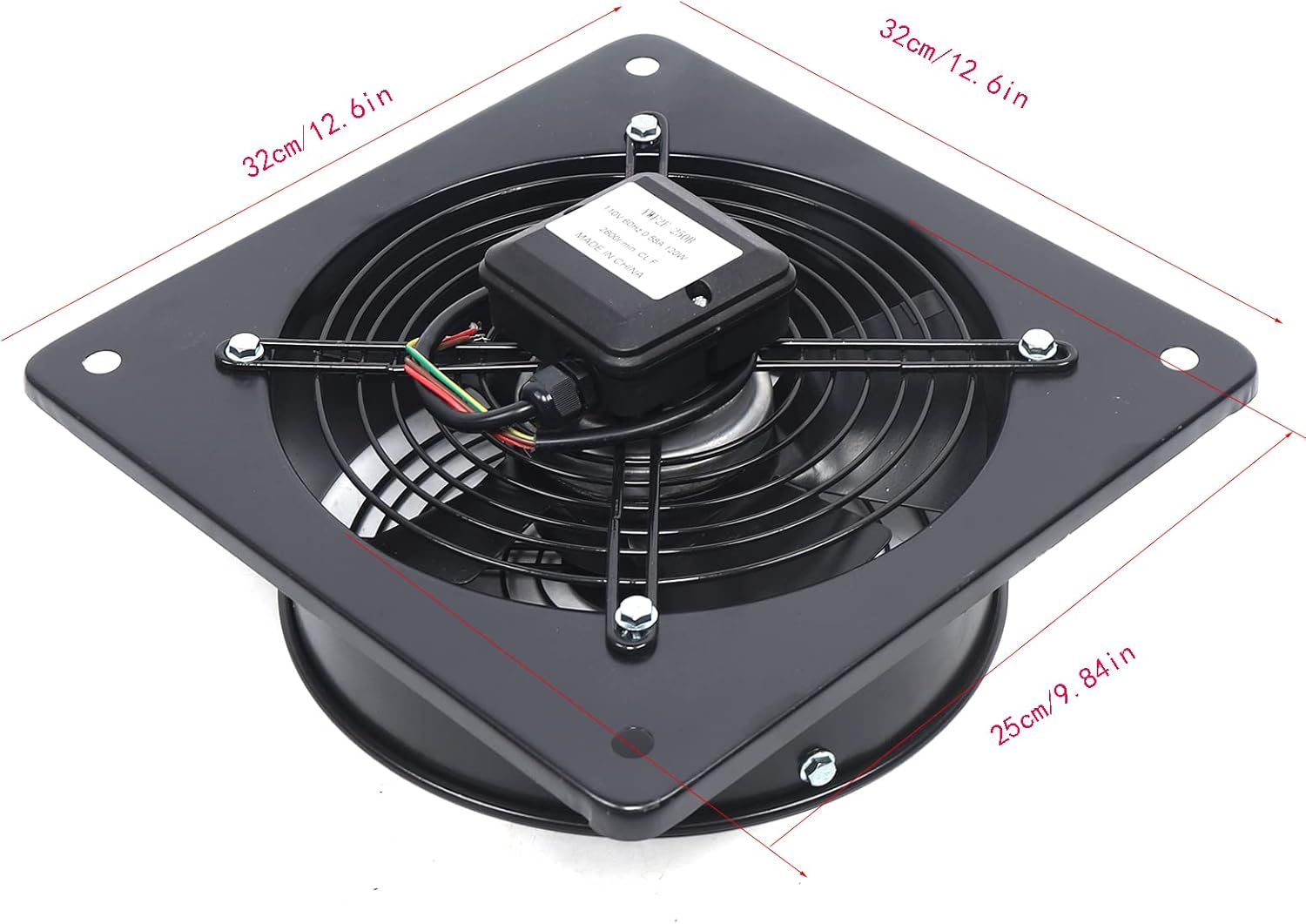 DouSeiAi Ventilador de escape industrial de 12 pulgadas, 110 V120 W, bajo ruido, 2600 rmin, ventilador de aire comercial de metal de alta velocidad