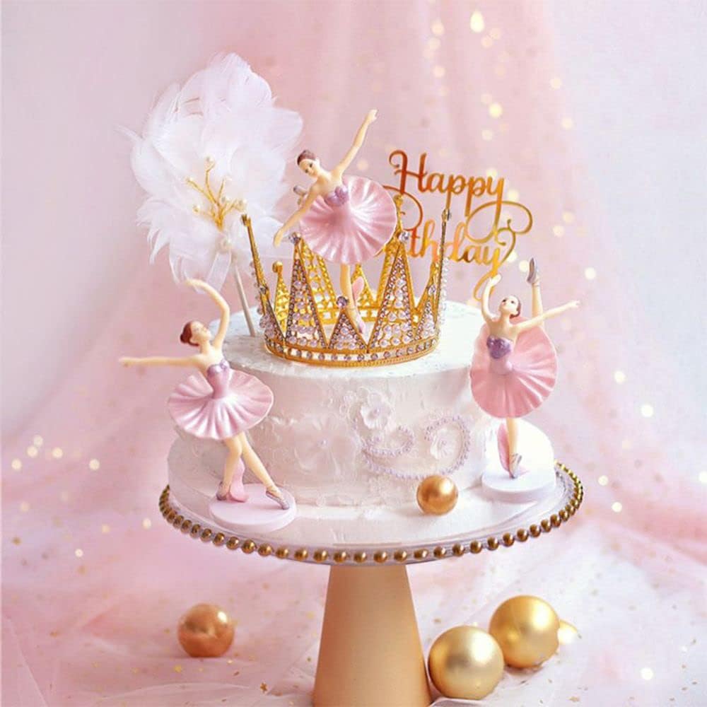 HomeSoGood 6 piezas de decoración de pastel bailarina bailarina, figura de ballet, suministros de cumpleaños, decoración de pastel de boda