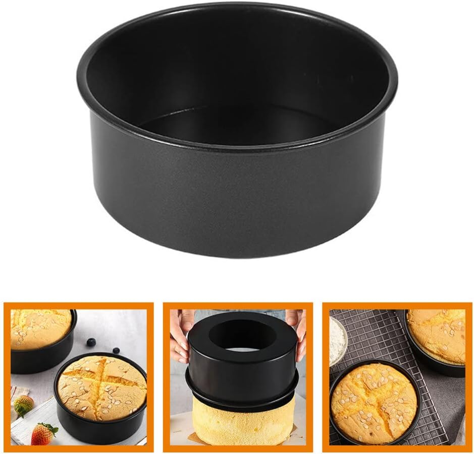 Kichvoe Molde redondo de acero inoxidable, negro, 12 pulgadas