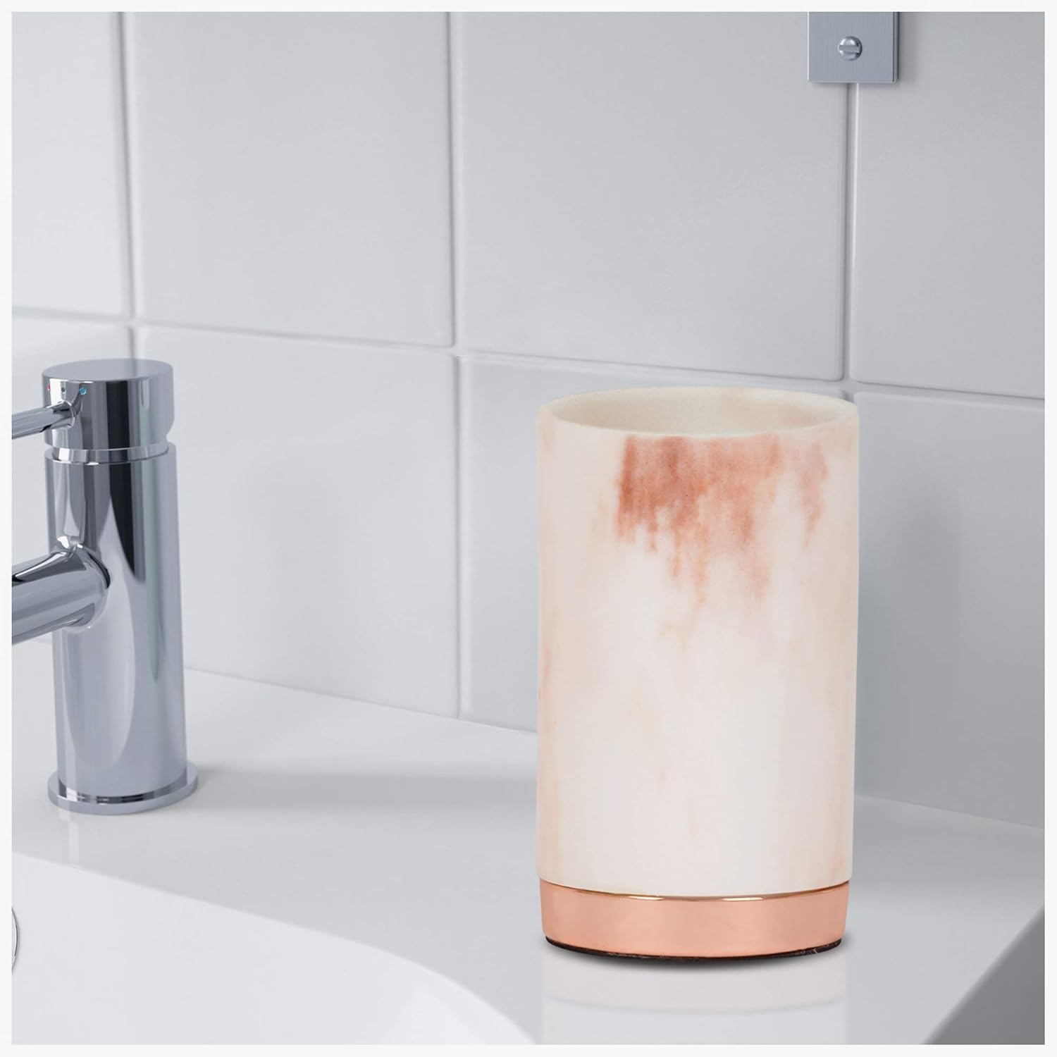 Nu-steel MST5CH Misty Copper Collection – Vaso perfecto para el hogar y el baño, resina y metal
