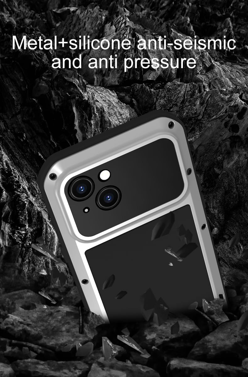 LOVE MEI Funda para iPhone 15, deportes al aire libre, resistente al agua, militar, resistente, a prueba de golpes, polvo y suciedad, aluminio