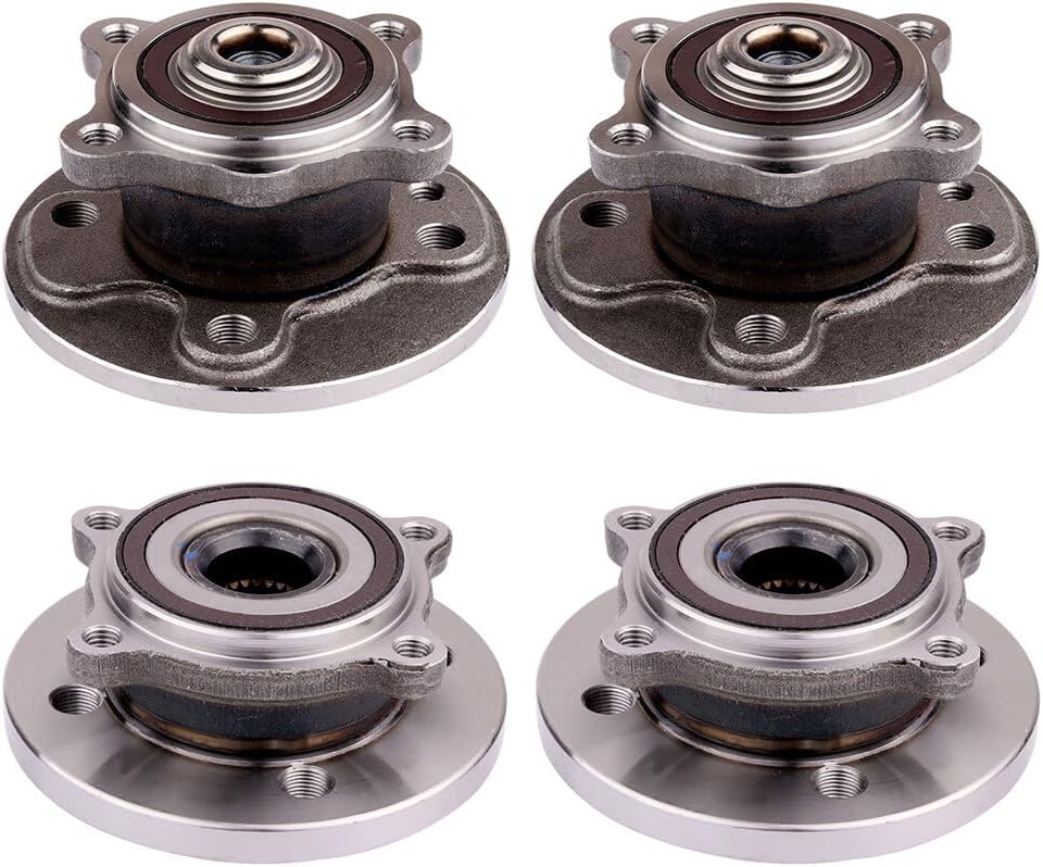 SCITOO 4 unidades de cojinete de rueda delantera y trasera 512427 513309 apto para Mini Cooper 2006-2015 sin ABS 4 lengüetas