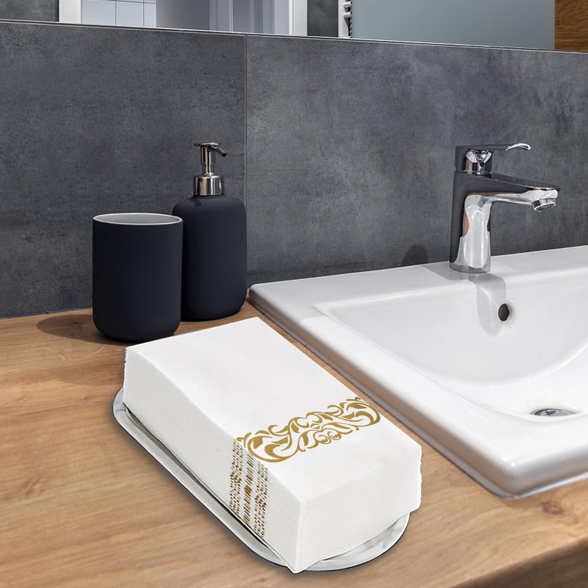 Capsella Servilletas desechables elegantes de alta calidad, suaves y absorbentes, de tacto de lino, servilletas decorativas duraderas para baño,
