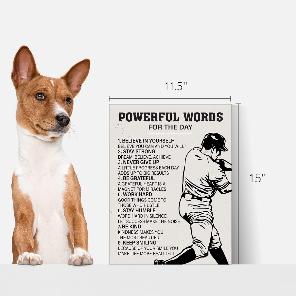 Lienzo enmarcado para jugadores de béisbol, palabras del día, decoración de pared enmarcada para sala de estar, dormitorio, arte de béisbol, póster