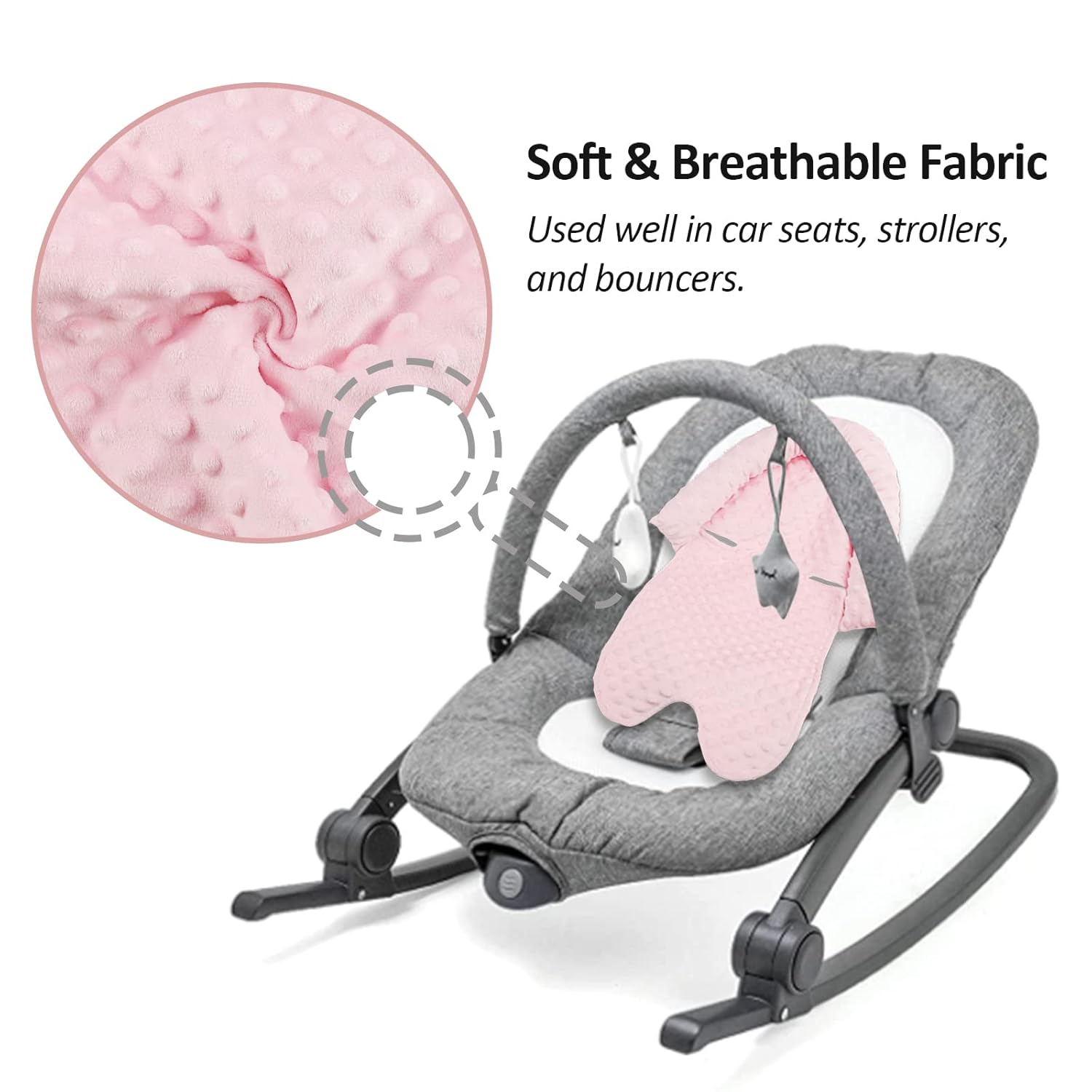 Soporte para la cabeza del asiento de automóvil, soporte para la cabeza y fundas para correa para recién nacidos, tela punteada ultra suave, inserto