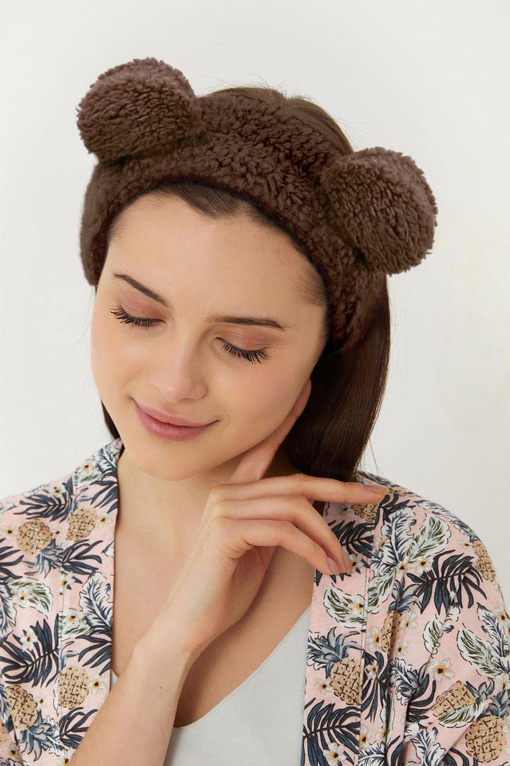 Huachi Diademas de spa para mujeres y niñas, lavado de cara, maquillaje, lindas bandas para el cabello con orejas de oso, elásticas coreanas,