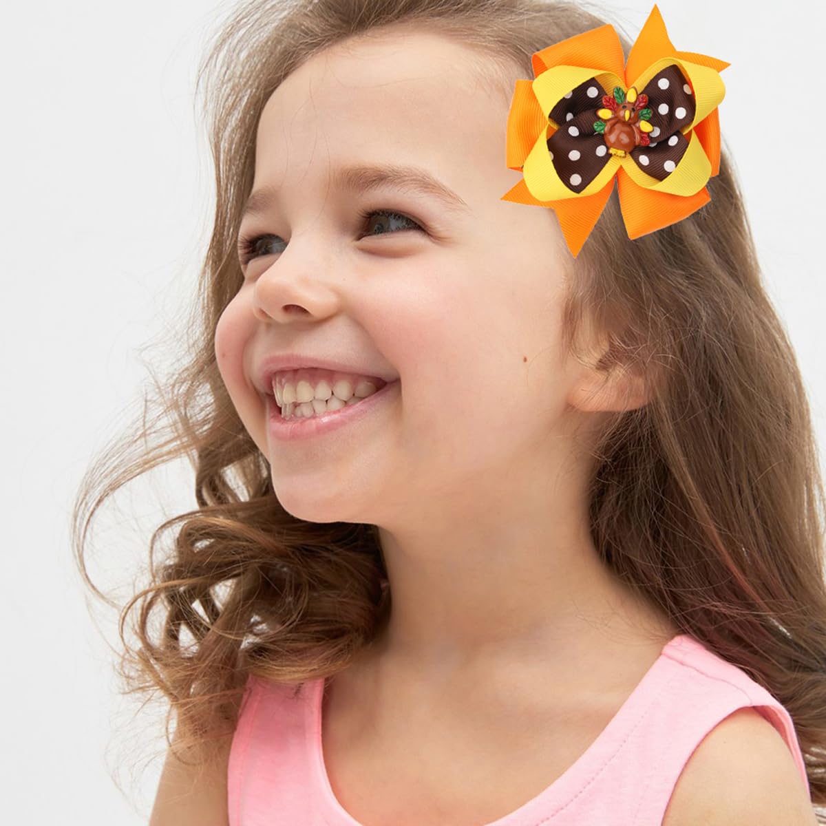 Pinzas para el cabello de pavo de Acción de Gracias, color amarillo, naranja, marrón, capas con diseño de lazo, accesorios para mujeres y niñas,