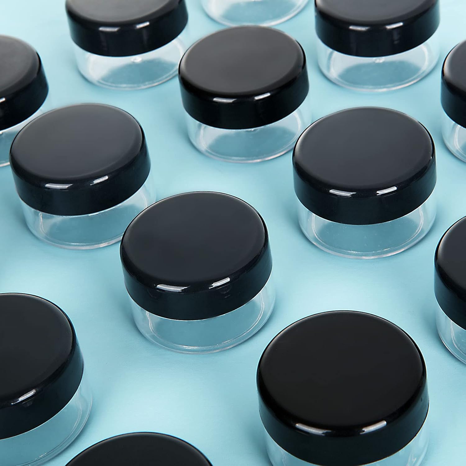 ZIQI 100 recipientes vacíos de muestra, tarros transparentes de 0.71 onzas con tapas, tarros de maquillaje de plástico para cosméticos, crema,
