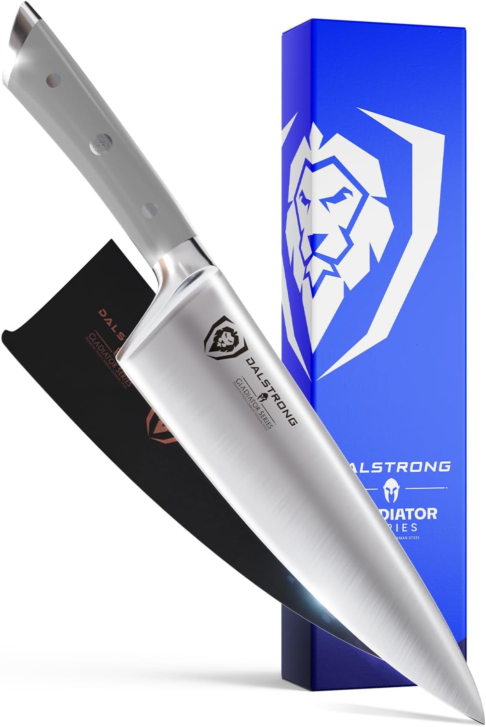 Dalstrong Cuchillo de chef  8 pulgadas  Serie Gladiator  Mango ABS gris ahumado  Acero alemán forjado de alto carbono  Cuchillo de cocina de espiga