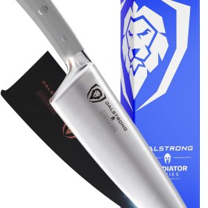 Dalstrong Cuchillo de chef  8 pulgadas  Serie Gladiator  Mango ABS gris ahumado  Acero alemán forjado de alto carbono  Cuchillo de cocina de espiga Dalstrong Cuchillo de chef  8 pulgadas  Serie Gladiator  Mango ABS gris ahumado  Acero alemán forjado de alto carbono  Cuchillo de cocina de espiga