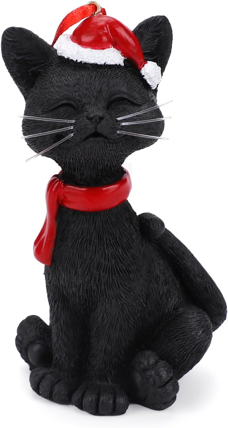 Adorno de Navidad de gato negro colgante para árbol de Navidad, festival, vacaciones, decoración del hogar, regalos para mujeres y hombres