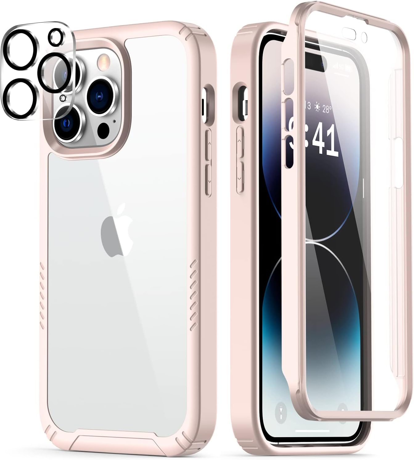 Goodon Funda para iPhone 14 Pro Max con protector de pantalla y protector de lente de cámara, probada contra caídas militares desde 6 pies, funda