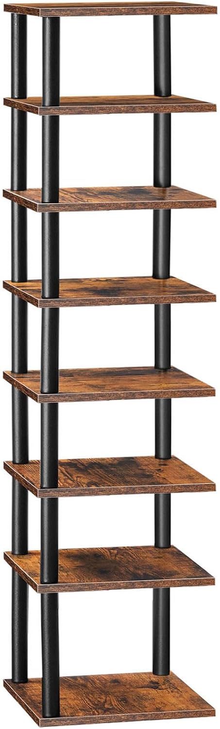 HOOBRO Zapatero vertical, estante estrecho de 8 niveles, organizador de almacenamiento de zapatos para espacios pequeños, 11 pulgadas de largo x 11