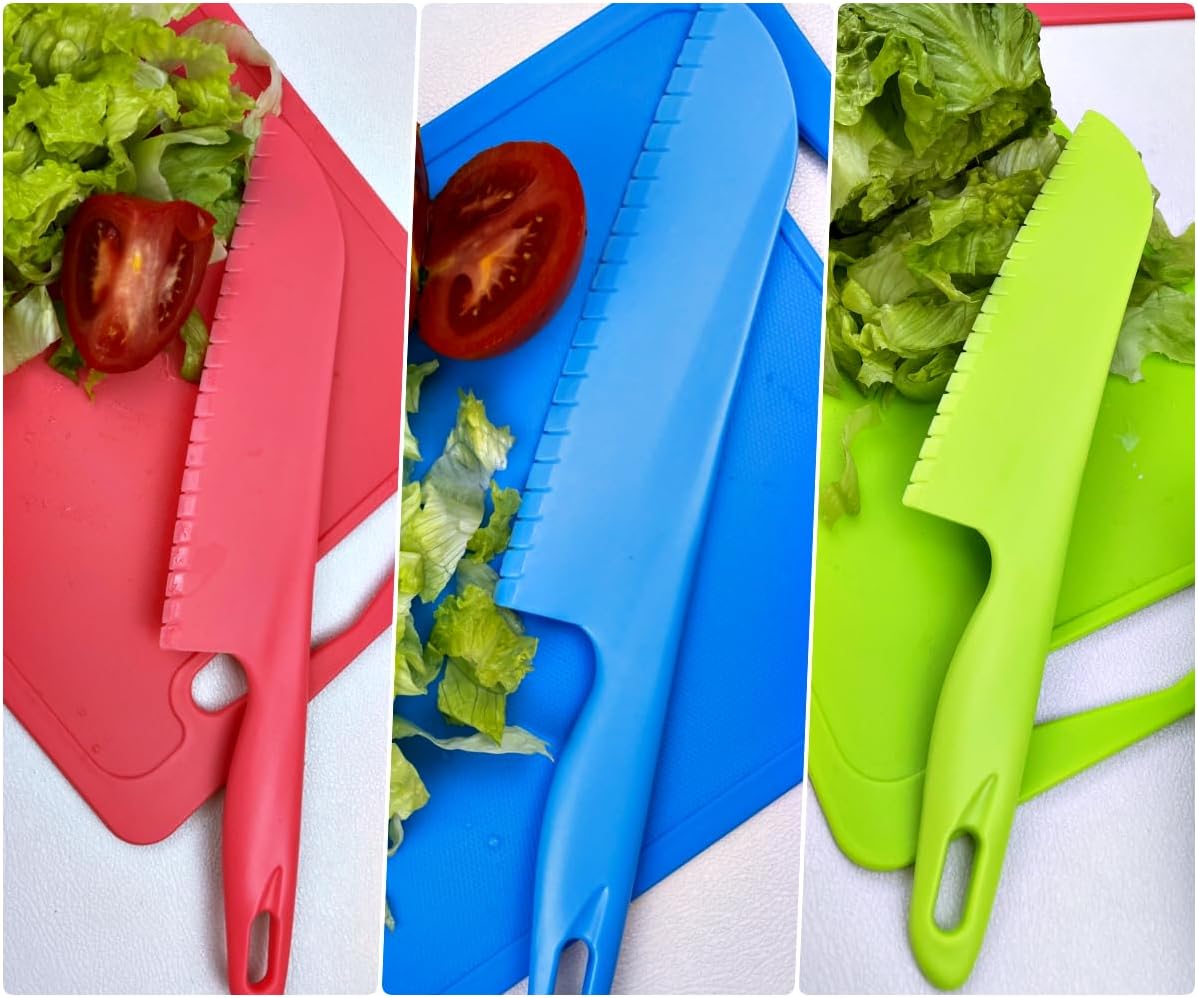 jawbush Cuchillo profesional para lechuga para evitar que se dore, cuchillo de cocina dentado de plástico de 11 pulgadas para verduras, ensalada,