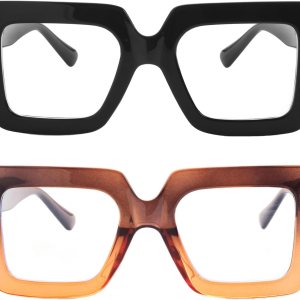 Lentes cuadrados de gran tamaño para luz azul para mujeres y hombres, marco grueso, anteojos grandes para computadora sin receta (negro + Lentes cuadrados de gran tamaño para luz azul para mujeres y hombres, marco grueso, anteojos grandes para computadora sin receta (negro +