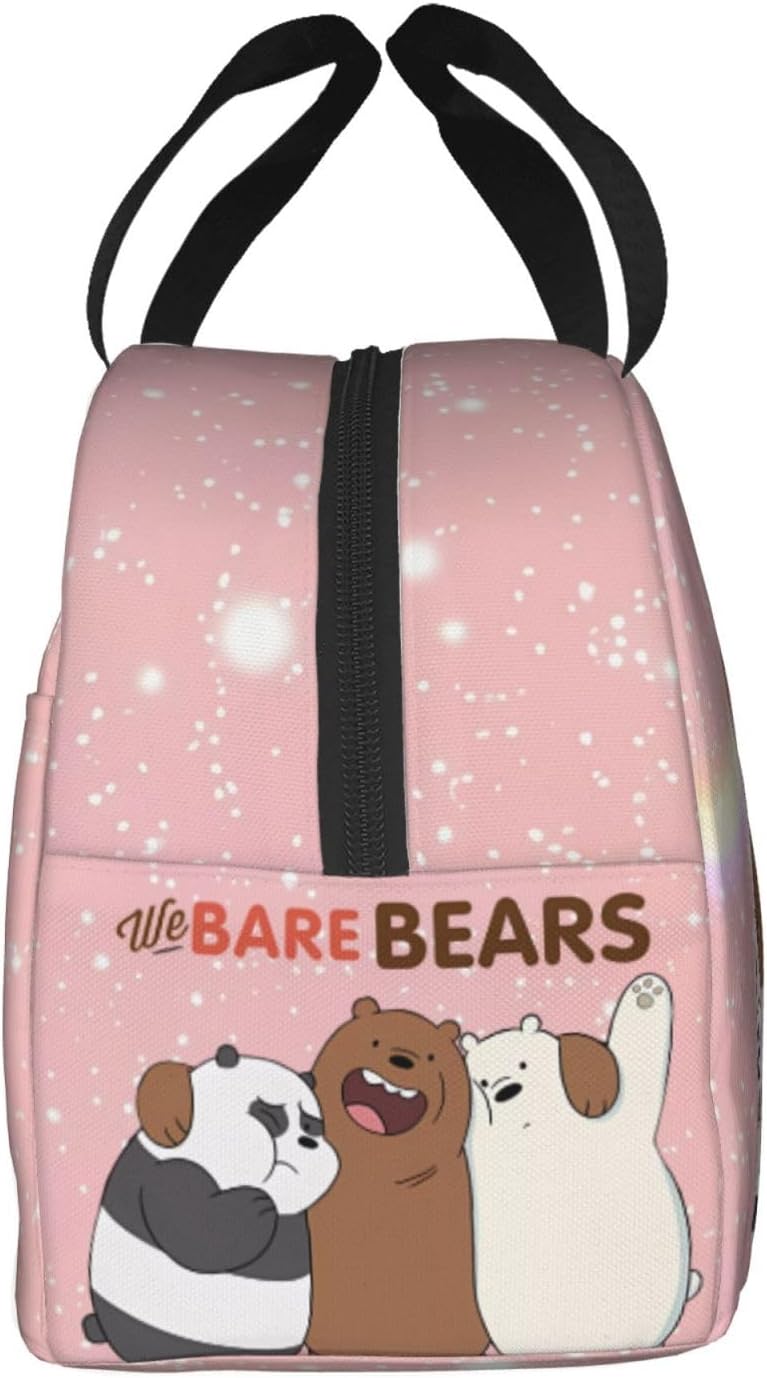 Bolsa de almuerzo de dibujos animados con bolsillo frontal impermeable bolsa de almuerzo portátil aislada lonchera para mujer hombre estilo4