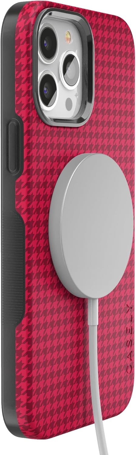 Casely Funda para iPhone 13 Pro Max  Compatible con MagSafe  Mejor vestido  Funda rosa de pata de gallo compatible con iPhone 13 Pro Max